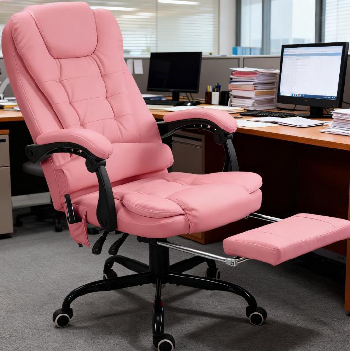 7-Point Vibrating Massage Office Chair High Back Massaging Office Desk Chair , Pink - Grand Goldman