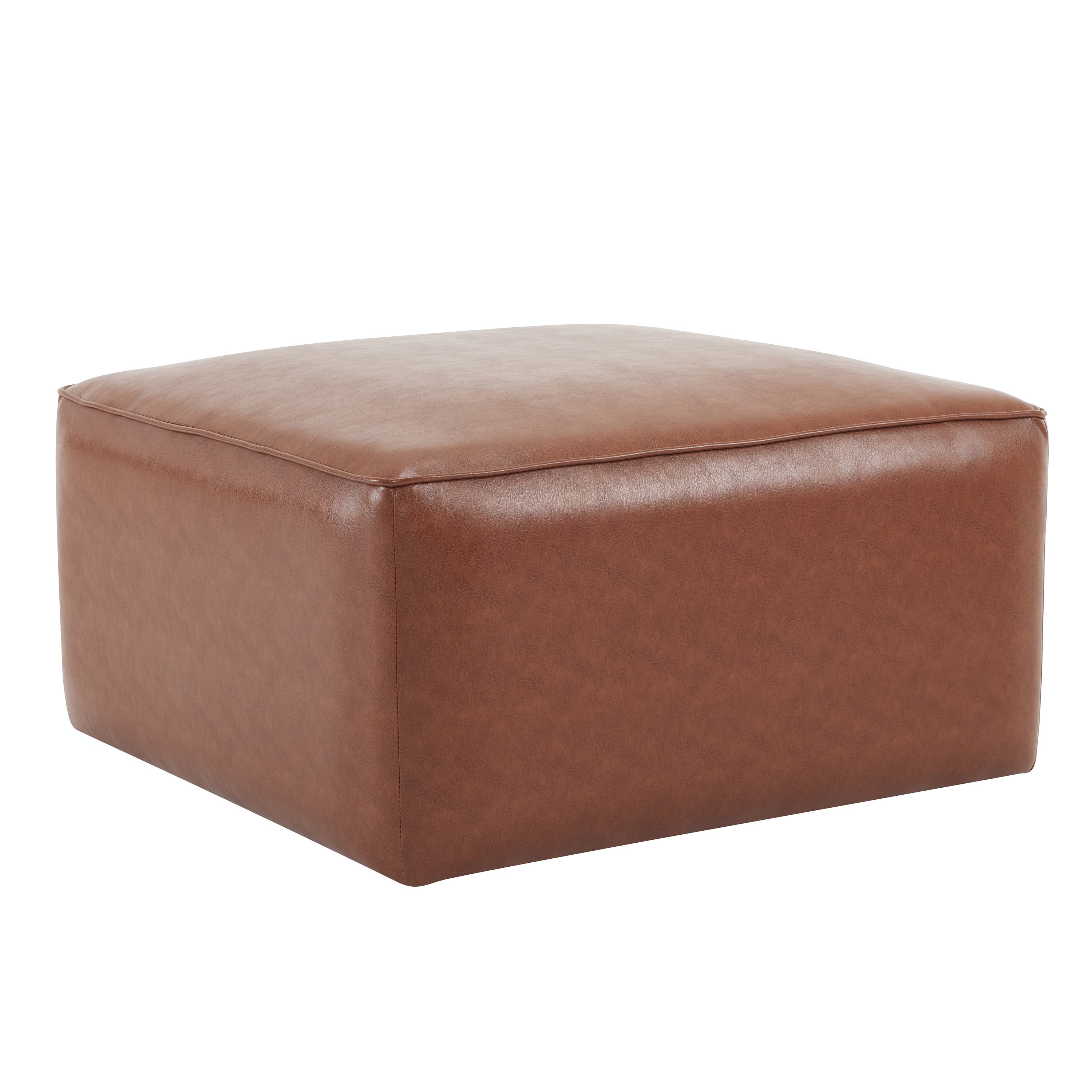Upholstered Square PU Leather Ottoman,Brown (old sku N757P180768O) - Grand Goldman Shop