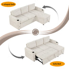 Convertible L-shaped Beige Sofa Couch with Storage, Cup Holders, USB Ports, Chenille Fabric - Grand Goldman Shop