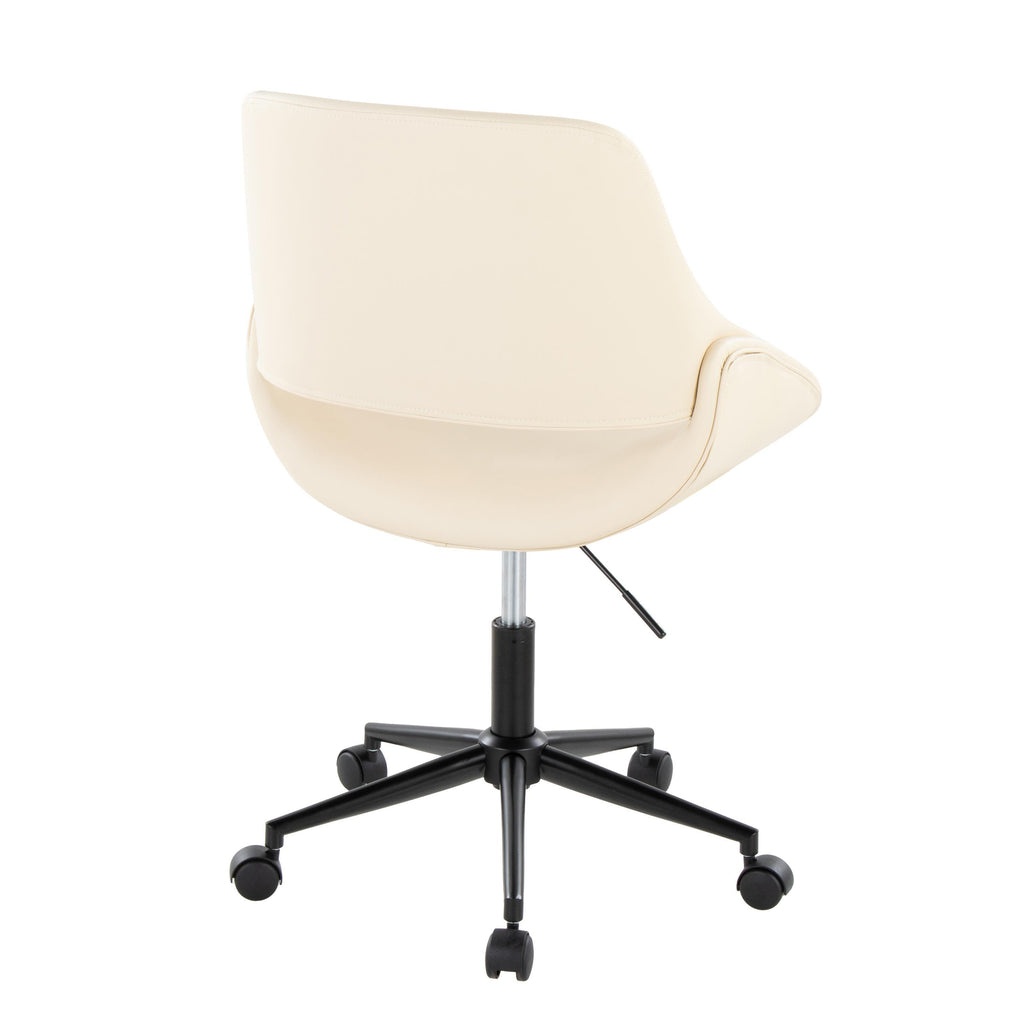 Contemporary Office Chair in Black Metal and Cream Faux Leather | Premium Home Decor - Grand Goldman
