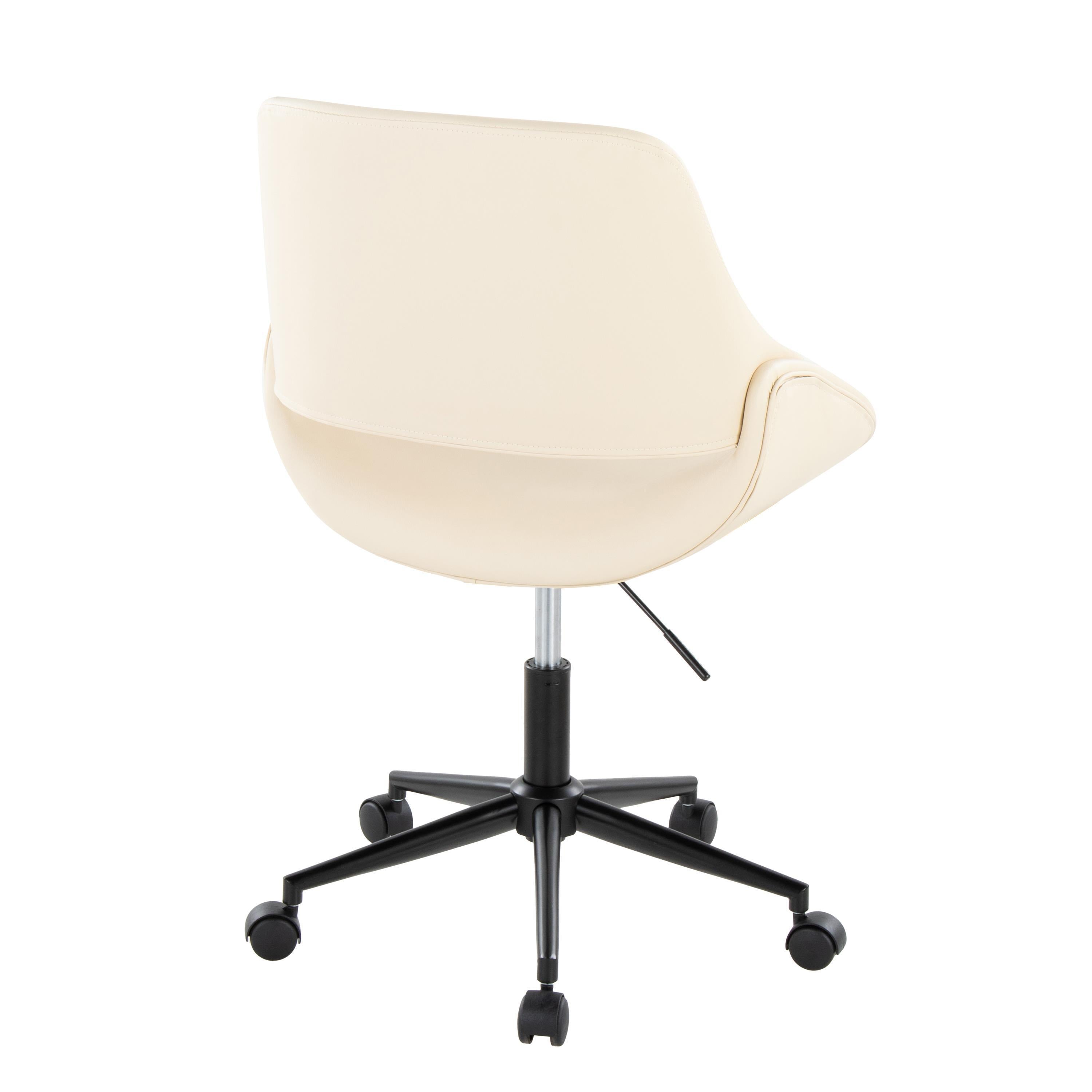 Contemporary Office Chair in Black Metal and Cream Faux Leather | Premium Home Decor - Grand Goldman