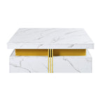 Modern White Square Storage Coffee Table with 4 Drawers - Grand Goldman Shop