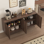 Sideboard Buffet Cabinet with Storage, Long Sideboard Storage Cabinet with 4 Doors, Wood Credenza Console Coffee Bar Cabinets with Adjustable Shelves for Living Room Kitchen Dining Room Walnut - Grand Goldman Shop