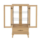 Curio Cabinet Lighted Glass Cabinet Glass Wine Cabinet Curio Display Cabinet with Adjustable Glass Shelves 2 Doors and 1 drawer Cabinet Sideboard With Bulb Included Light oak - Grand Goldman Shop