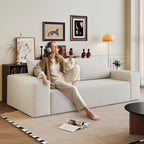 71' 3Setaser Sofa,Corduroy Fabric,Deep Seat Couches,Comfy Loveseat Sofa,No Assembly,1pcs for Living room, Bedroom,Conference room ,Apartment,White - Grand Goldman Shop