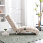 Linen Massage Chaise Lounge Indoor with Remote Control, Ergonomic Electric Massage Lounger in Beige - Grand Goldman Shop