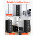 4 Drawer File Cabinet with Lock, Metal Vertical Filing Storage Cabinets for Home Office, Heavy-Duty Cabinet with Detachable H