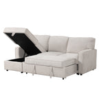 U_STYLE Upholstery Sleeper Sectional Sofa with Storage Space, USB port, 2 cup holders on Back Cushions(same sku; WY000335AAA) - Grand Goldman Shop