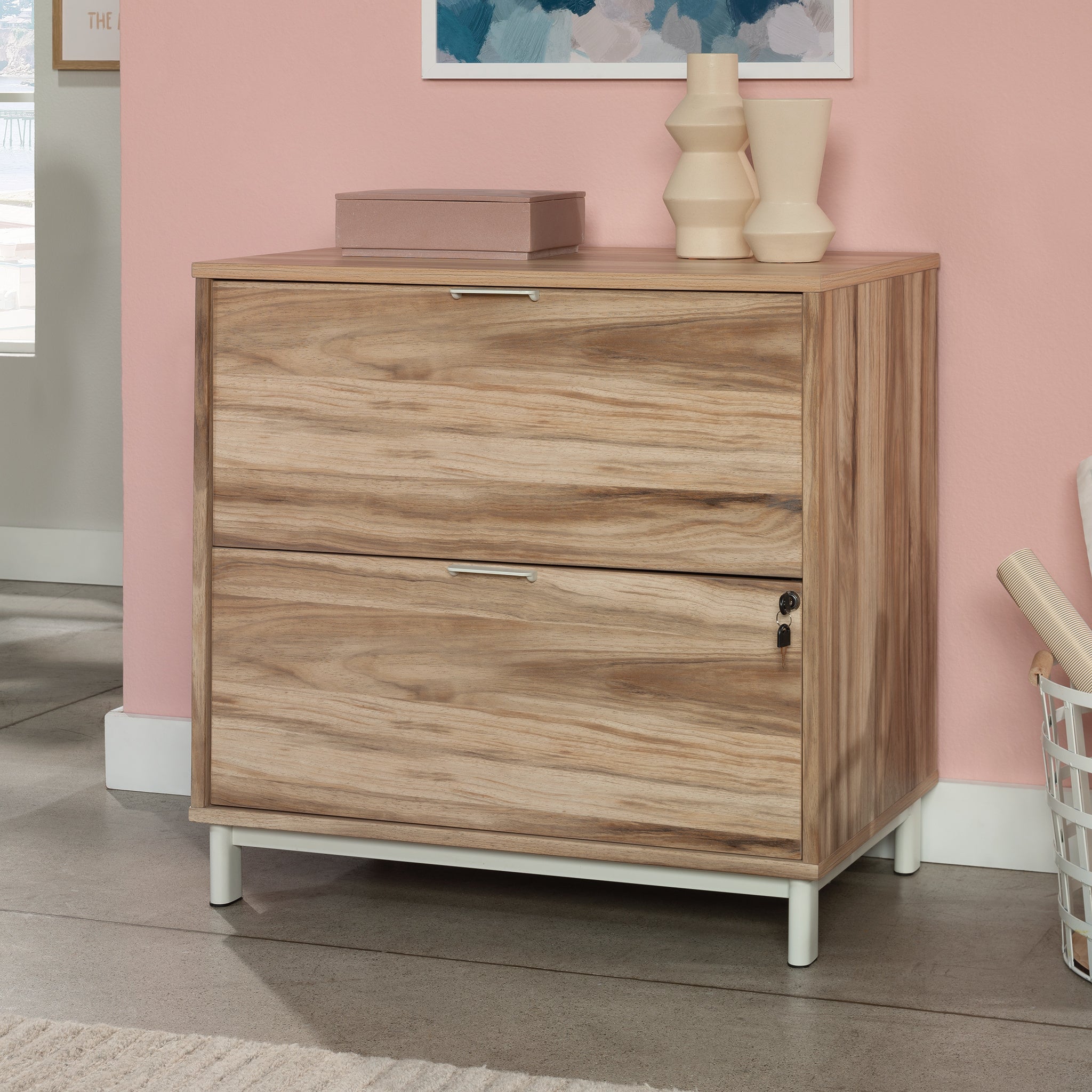 Lateral File with Two Drawers, Acacia finish - Grand Goldman