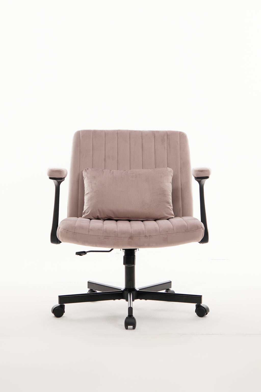 Pink Velvet Criss Cross Armrest Office Chair with Wheels - Comfortable for Home Office, Reading & Vanity | Premium Home Decor