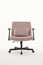 Pink Velvet Criss Cross Armrest Office Chair with Wheels - Comfortable for Home Office, Reading & Vanity | Premium Home Decor