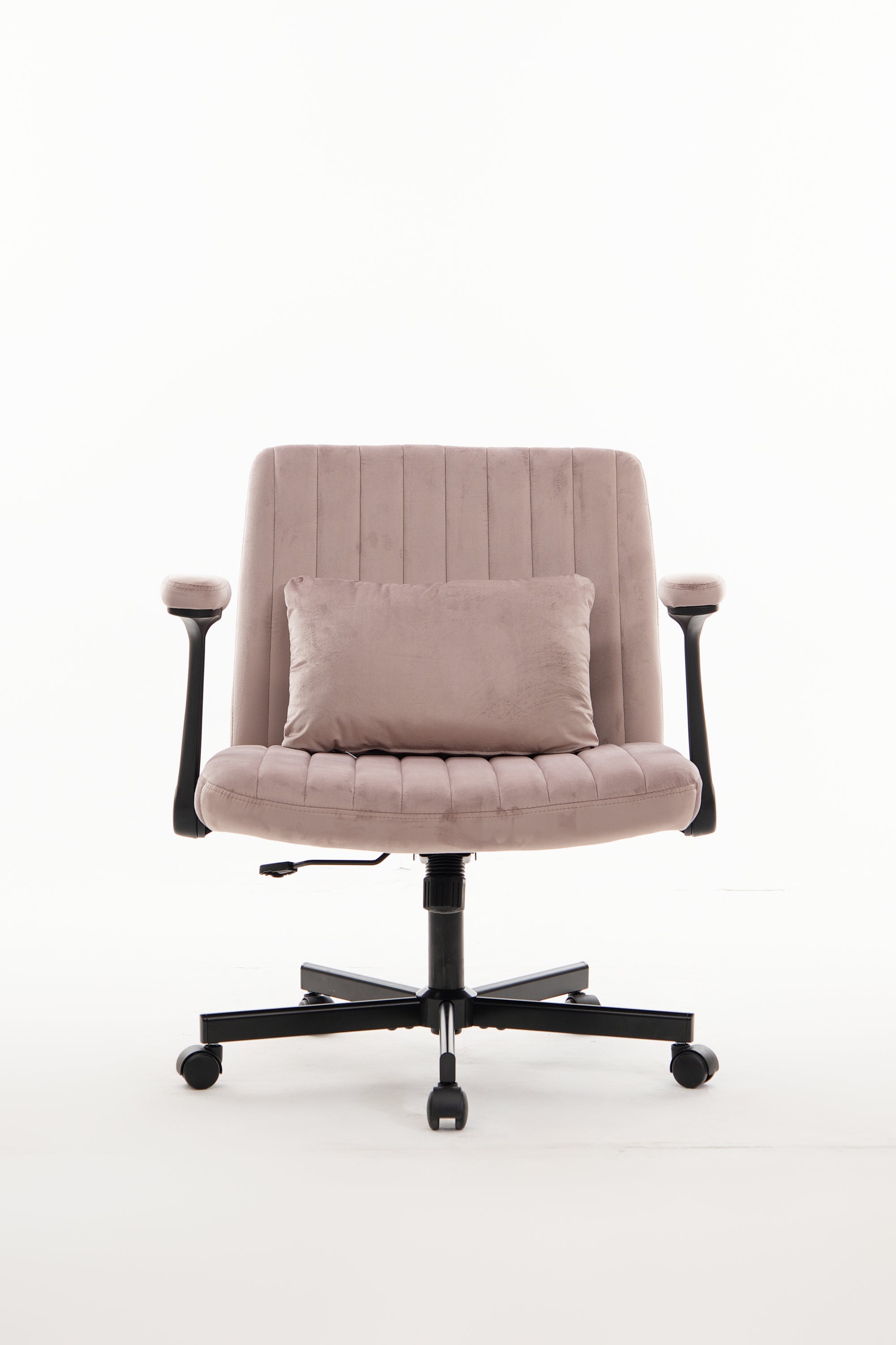 Pink Velvet Criss Cross Armrest Office Chair with Wheels - Comfortable for Home Office, Reading & Vanity | Premium Home Decor