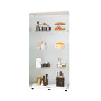 Two-door Glass Display Cabinet 4 Shelves with Door, Floor Standing Curio Bookshelf for Living Room Bedroom Office, 64.7'*31.7