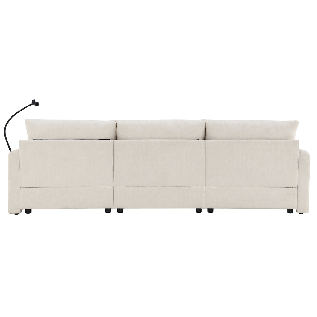 [VIDEO]96.5'' L-Shaped Sectional Sofa with Storage Ottoman and Pockets, Adjustable Phone Holder, USB Charger, Elephant Ear-Shaped Armrests, Comfy Seat for Living Room&Apartment, Chenille, 3 Colors - Grand Goldman Shop