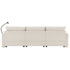 [VIDEO]96.5'' L-Shaped Sectional Sofa with Storage Ottoman and Pockets, Adjustable Phone Holder, USB Charger, Elephant Ear-Shaped Armrests, Comfy Seat for Living Room&Apartment, Chenille, 3 Colors - Grand Goldman Shop