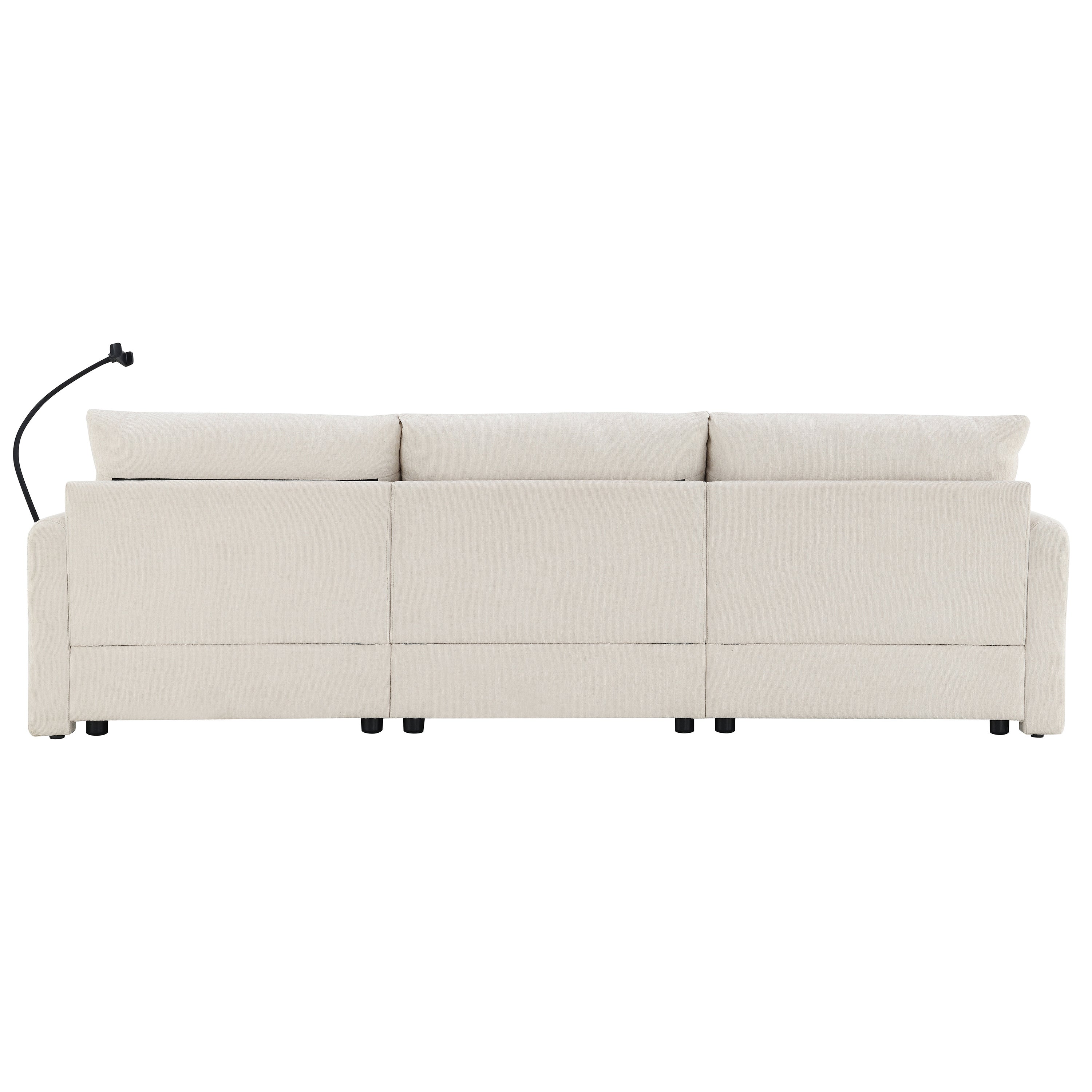 [VIDEO]96.5'' L-Shaped Sectional Sofa with Storage Ottoman and Pockets, Adjustable Phone Holder, USB Charger, Elephant Ear-Shaped Armrests, Comfy Seat for Living Room&Apartment, Chenille, 3 Colors - Grand Goldman Shop