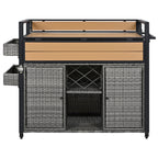 K&K 52.8'W Wicker Outdoor Grill Cart with Extended Plastic Wood Table Top, Rolling Kitchen Island on Wheels with Storage Cabinet, for Patio Backyard Garden Poolside, Double Handle Design, Grey - Grand Goldman Shop