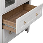 K&K 71' Tall Arched Kitchen Pantry Cabinet with 2 Large Drawers, Modern Farmhouse Kitchen Storage Cabinets with Adjustable Shelves, Glass Door, Wood Versatile Cupboard for Kitchens, Dining Room, White - Grand Goldman Shop
