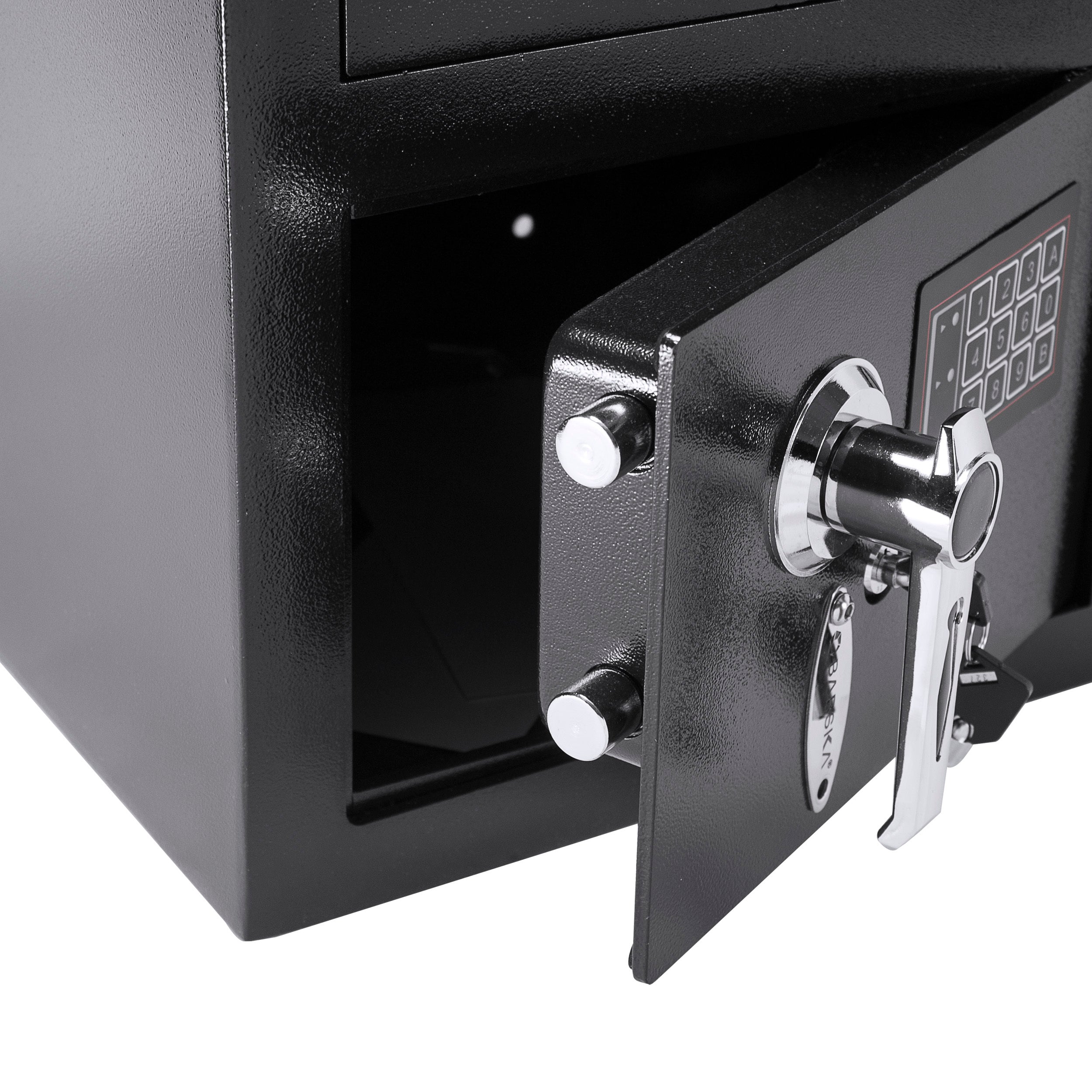 Black Steel Keypad Depository Safe with Dual PIN Codes and Anti-Fishing Baffles, 0.72 Cu Ft | Premium Home Decor - Grand Gold