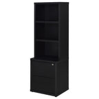 Geary Black 3-Shelf Bookcase with USB Charging and Lockable Drawer, Engineered Wood, 19.75 x 15.50 x 61.25 inches - Grand Gol