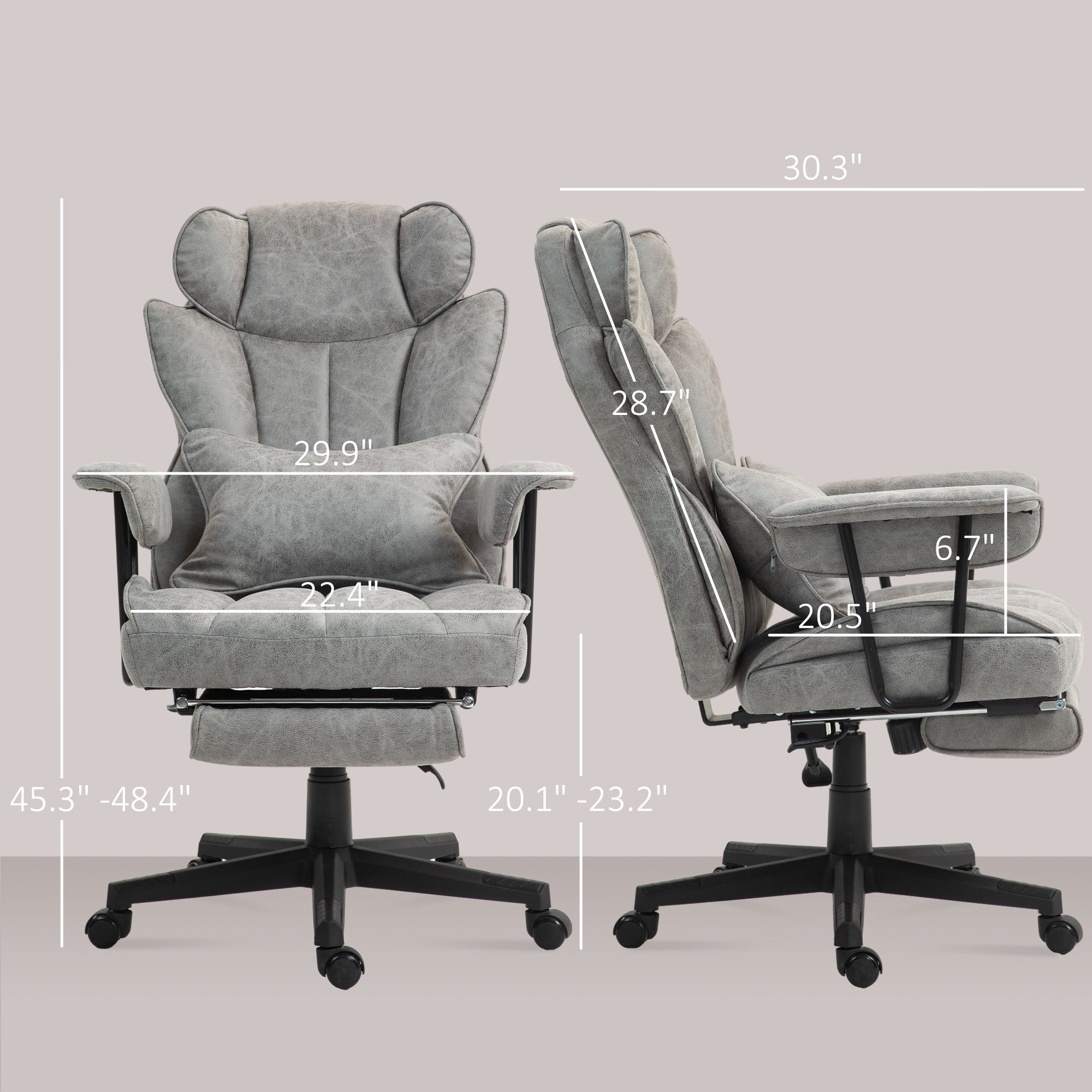 HOMCOM Executive Office Chair, 400LBS Big and Tall Office Chair with Foot Rest, Microfiber Computer Desk Chair with Lumbar Su