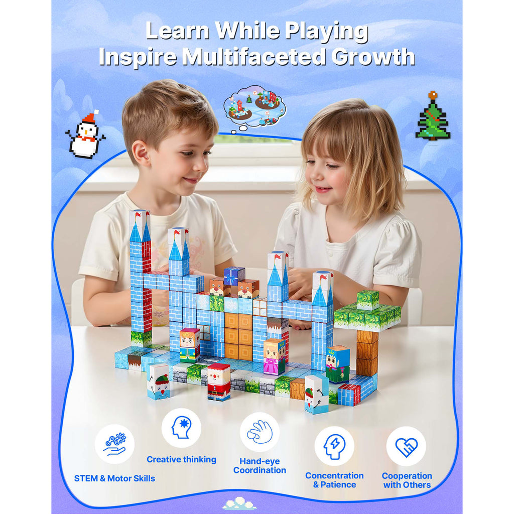 Magnetic Blocks 150 PCS Glacier Castle Set STEM Montessori Sensory Toys | Premium Home Decor - Grand Goldman