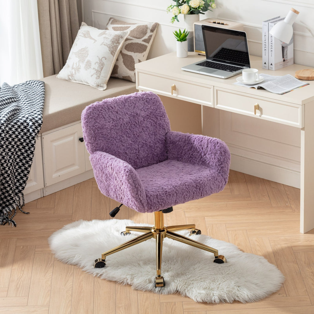 A&A Furniture Home Office Chair Violet Velvet with Golden Metal Base Adjustable Swivel - Shop Quality Furniture at Grand Gold