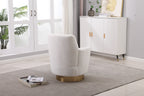 Teddy Swivel Barrel Chair, Swivel Accent Chairs Armchair for Living Room, Reading Chairs for Bedroom Comfy, Round Barrel Chairs with Gold Stainless Steel Base (Ivory) - Grand Goldman Shop