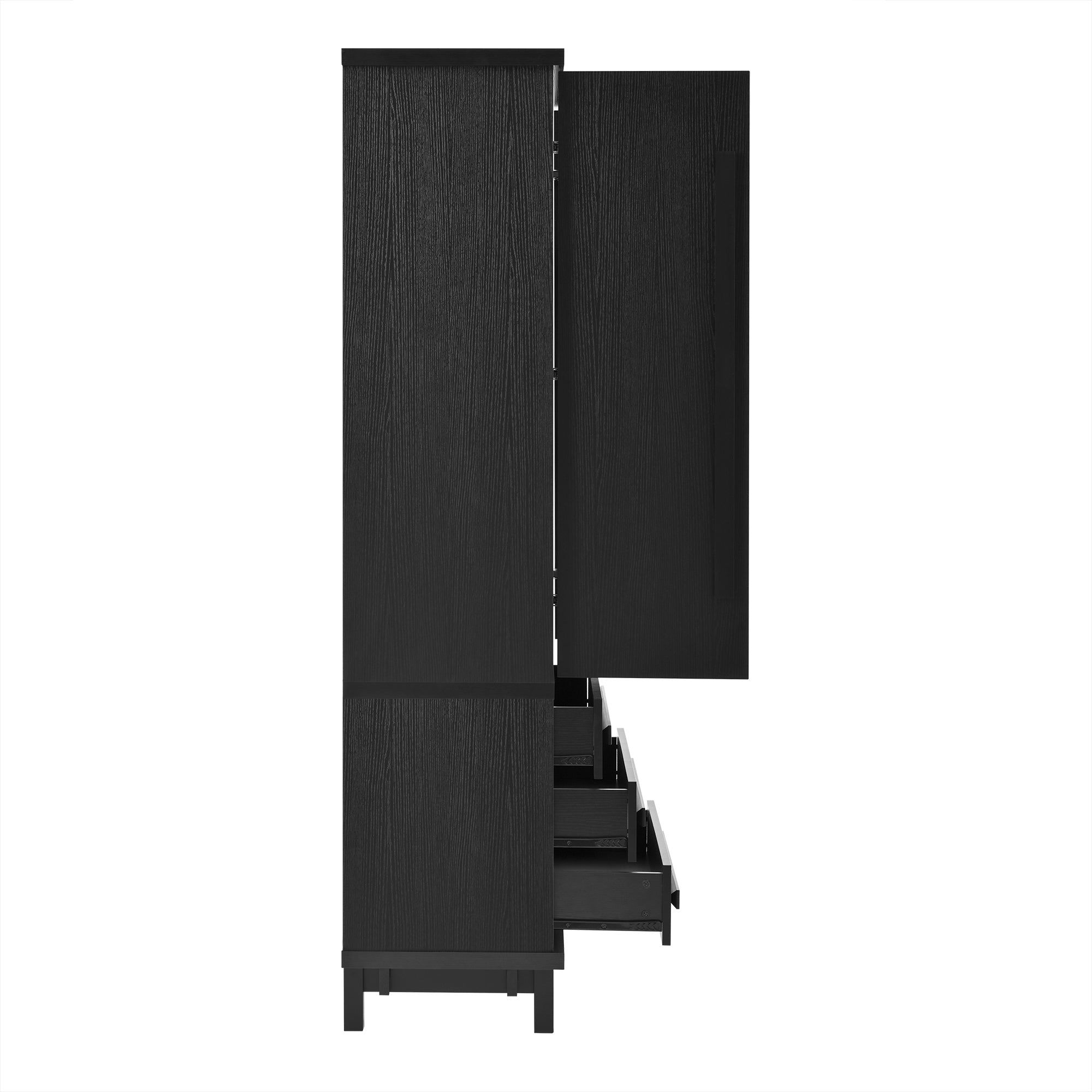 70' Kitchen Pantry Cabinet with 2 Cabinet Shelves,Luxurious Wooden Cupboard with 6 Door Shelves and 3 Drawers for Kitchen, Dining Room,Black - Grand Goldman Shop