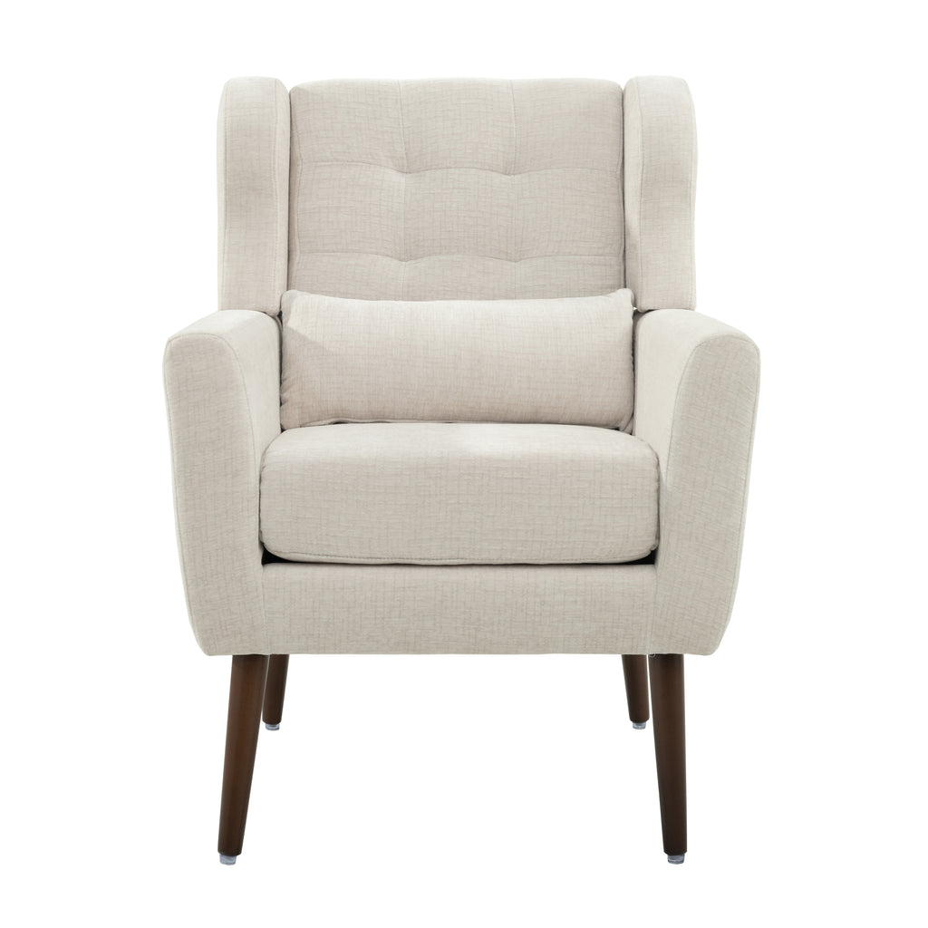 Modern Accent Chair Upholstered Foam Filled Living Room Chairs Comfy Reading Chair Mid Century Modern Chair with Chenille Fabric Lounge Arm Chairs Armchair for Living Room Bedroom (Beige) - Grand Goldman Shop