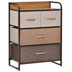 HOMCOM 4-Drawer Dresser, Fabric Drawers, 3-Tier Storage Organizer for Bedroom Entryway, Tower Unit with Steel Frame and Wooden Top, Maple Wood - Grand Goldman Shop
