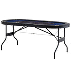 8 Player Foldable Poker Table, Blackjack Texas Holdem Poker Table with Padded Rails and Stainless Steel Cup Holders, Portable