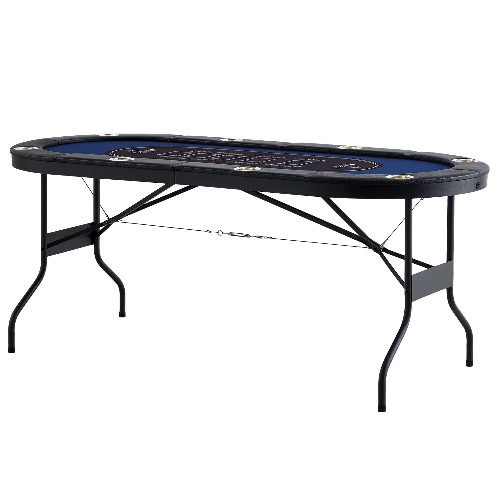 8 Player Foldable Poker Table, Blackjack Texas Holdem Poker Table with Padded Rails and Stainless Steel Cup Holders, Portable