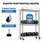 Heavy Duty Rolling Garment Rack 3 Tiers Adjustable Wire Shelving Clothes Rack with 2 Rods and Side Hooks,Storage Closet Clothing Rack with Wheels Chrome 15.7' D x 45.3' W x 79.6' H - Grand Goldman Shop