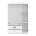 3-Door Mirror Wardrobe with shelves, White - Grand Goldman Shop