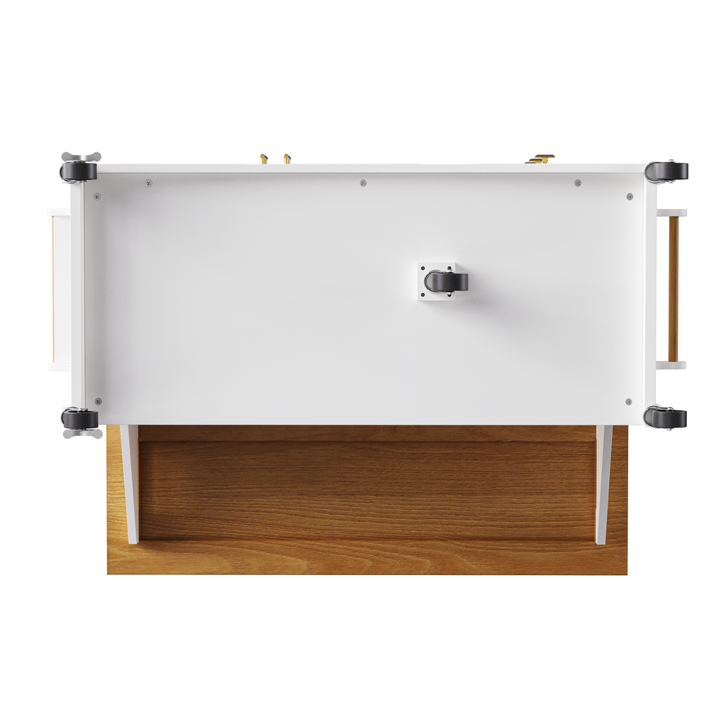 K&K 52'' Kitchen Island with Drop Leaf, Embossed Texture Kitchen Island on Wheels with Spice Rack, Towel Rack, 2 Doors and 5 Drawers, Kitchen Storage Cart with Adjustable Shelf for Kitchen, White - Grand Goldman Shop