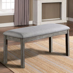 Gray Color Dining Bench Padded Seat 1pc Bench Kitchen Dining Room Wire-Brushed Finish - Grand Goldman Shop