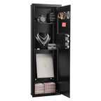 Wall Safe, 4-Tier Hidden Wall Mounted Gun Safe with Password & Key, Q235 Cold-Rolled Steel In-Wall Box with LED Lighting, 3 A