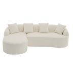Boneless L-Shape Sectional Sofa with Curved Chaise,White Modular Chenille Compression Couch,30D High-Density Foam,Minimalist Modular Couches Sleeper for Living Room Bedroom Apartment Lounge. - Grand Goldman Shop