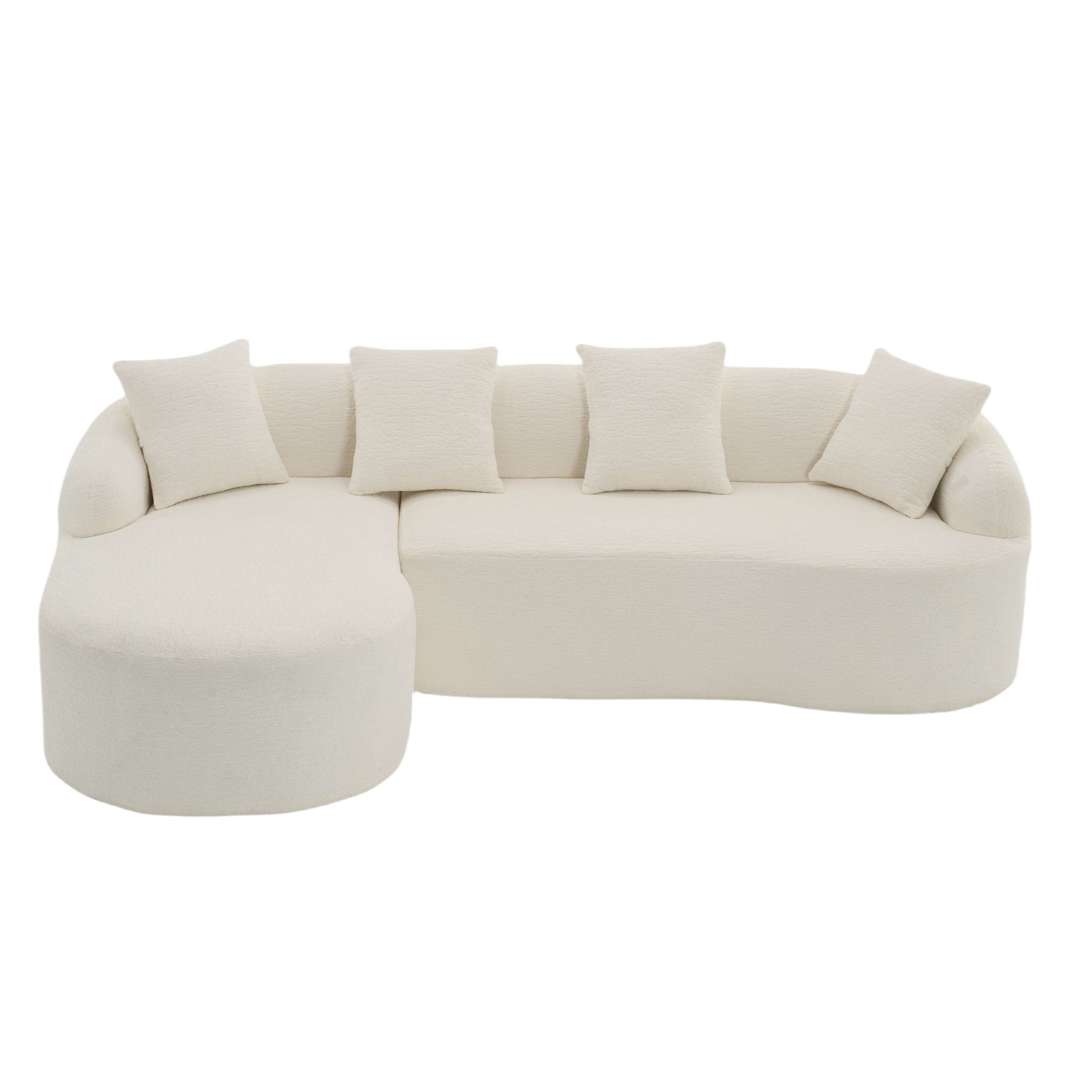 Boneless L-Shape Sectional Sofa with Curved Chaise,White Modular Chenille Compression Couch,30D High-Density Foam,Minimalist Modular Couches Sleeper for Living Room Bedroom Apartment Lounge. - Grand Goldman Shop