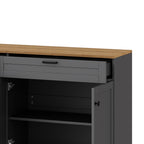 ON-TREND 3-Piece Farmhouse Entertainment Center with Storage Cabinet for TVs Up to 70', Mid-Century TV Stand with Bookshelf, Rustic Versatile Sideboard with Adjustable Shelves for Living Room, Grey - Grand Goldman Shop