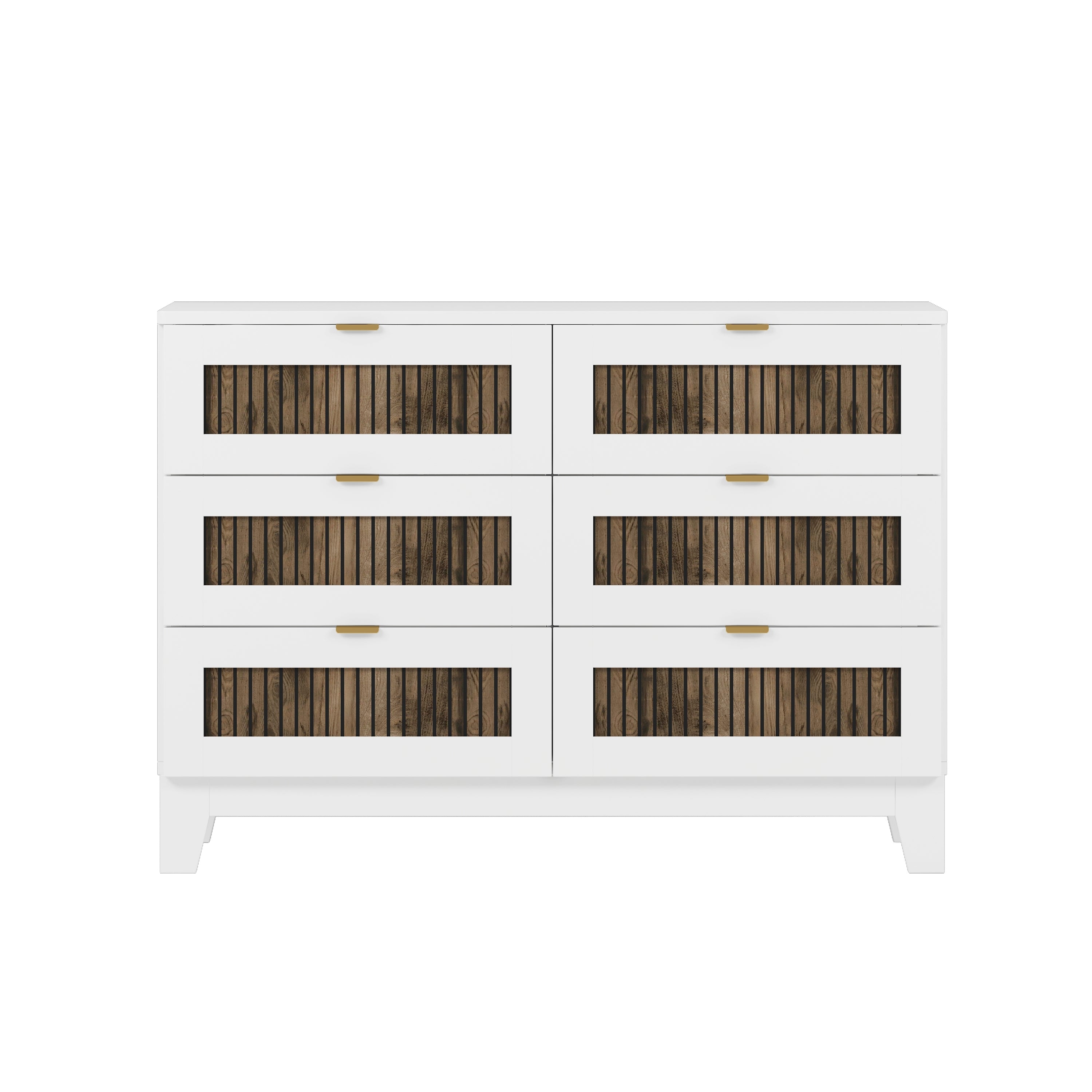 4-Pieces Bedroom Sets, Queen Size Farmhouse Platform Bed with Wooden Strip Stickers Decoration, Storage Nightstand and Dresser with Metal Handle, White(Old SKU: HL000191AAK) - Grand Goldman Shop