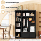 3-in-1 Hall Tree with Overhead Storage Cabinet, 3 Adjustable Side Shelves, 4 Heavy-Duty Hooks, 2 Spacious Drawers, Grooved Back Panel Design, Contrasting Seat Bench, Multifunctional Entryway Organizer - Grand Goldman Shop