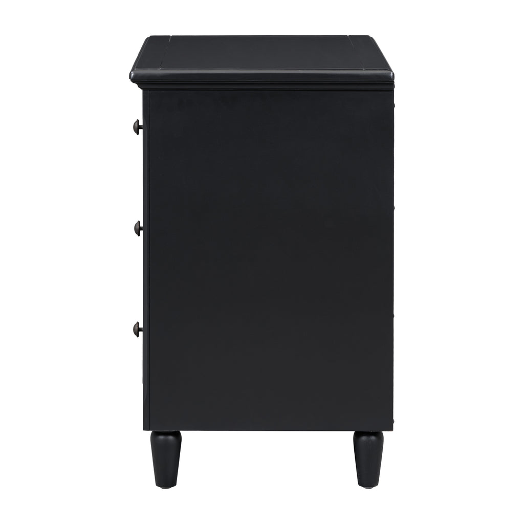 U_STYLE 28''painted Nightstand with 3 Drawers and Smooth Gliding Rails ,Simple Bedside Cabinet with Metal handle, Minimalist Sofa Side Table with rubber legs for Bedroom Sofa Couch Office - Grand Goldman Shop