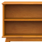 Draper Low Bookcase in Teak Brown: Mid-Century Modern Solid Wood Storage Unit with 4 Open Shelves, 14D x 64W x 30H | Premium 
