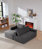 96.9' Cloud Sectional Couch with U-Shaped Chaise,Modern Modular Sofa with Deep Seat, Upholstered Couches for Living Room Bedroom,No Assembly Required,(Plush Corduroy Fabric),Grey-Blue-Left - Grand Goldman Shop