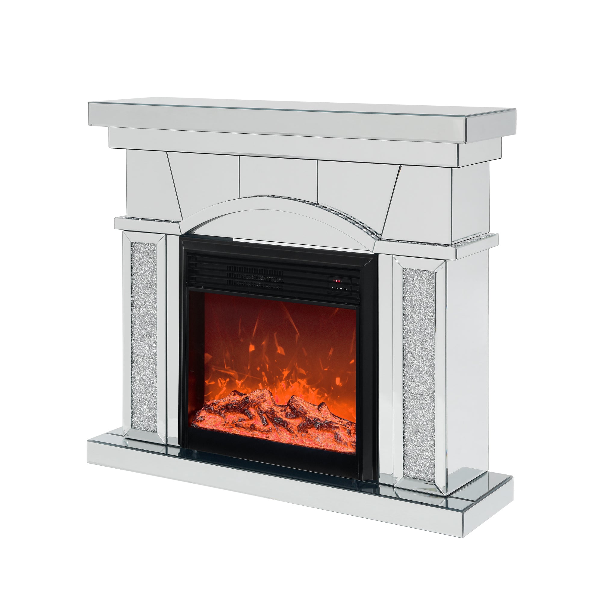 W 46' X D 12.5' X H 41' Dome door acrylic mirror fireplace cabinet, TV fireplace cabinet - Grand Goldman Shop
