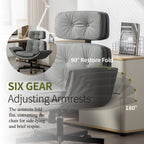 Criss Cross Chair with Adjustable Armrests & Wheels & Headrest, PU Lounge Vanity Desk Chair with Wide Seat for Cross-Legged S