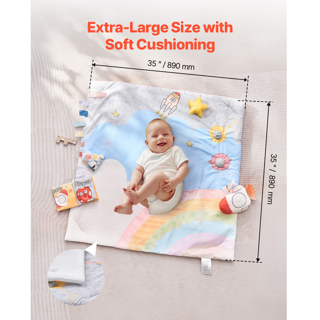 Baby Play Gym Mat Tummy Time Activity Mat with 6 Sensory Toys 35.0' x 35.0' | Premium Home Decor - Grand Goldman