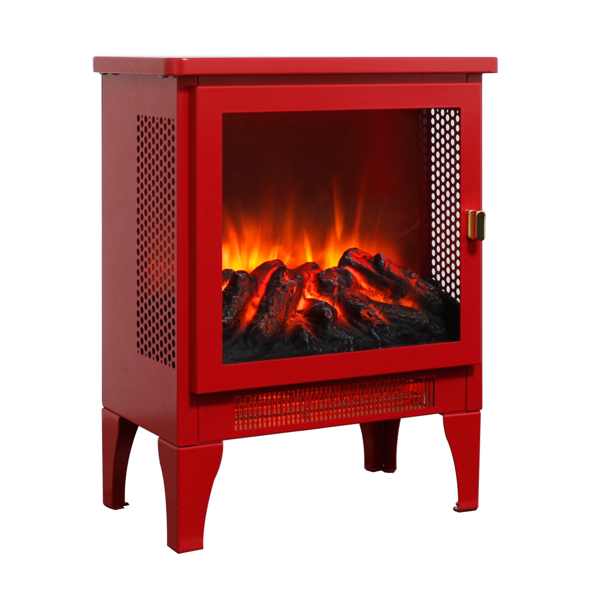 18 inch Freestanding Electric Fireplace Stove heater with 3D Flame effect,Classic Red - Grand Goldman Shop